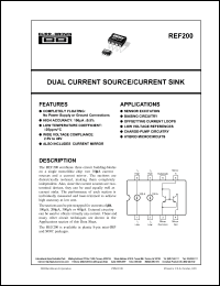 REF200AU datasheet: Dual current source/current sink REF200AU