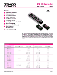 TES3-2423 datasheet: 3 Watt, input voltage range: 18-36V, output voltage +/-15V (+/-100mA), DC/DC converter TES3-2423