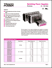 TXL100-24S datasheet: 100 Watt, input voltage range: 88-264V, output voltage 24V (4.5A),switching power supplier TXL100-24S