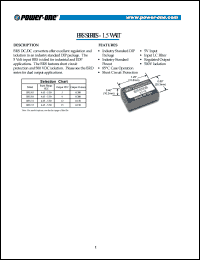 BRS512 datasheet: 1.5 Watt, input voltage range:4.65-5.5V, output voltage 12V (0.150A) DC-DC converter BRS512