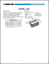 BRS505 datasheet: 1.5 Watt, input voltage range:4.65-5.5V, output voltage 5V (0.3A) DC-DC converter BRS505