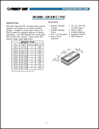 DRD515 datasheet: 2 Watt, input voltage range:4.65-5.5V, output voltage +/-15V (+/-0.065A) DC/DC converter DRD515