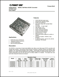 HHD25ZED datasheet: Input voltage range:36-72V, output voltage 3.3/2.5V (25/20A) half-brick DC/DC converter HHD25ZED