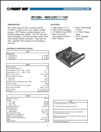 HPT015YEHH-A datasheet: 15 Watt, input voltage range:18-36V, output voltage 3.3-12V (1.9A) DC/DC converter HPT015YEHH-A