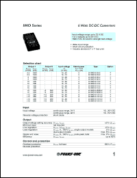 48IMO6-1212-2 datasheet: 6 Watt, input voltage range:18-72V output voltage +/-12V (+/-250mA) DC/DC converter 48IMO6-1212-2