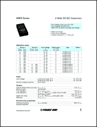 24IMO6-1212-2 datasheet: 6 Watt, input voltage range:10-36V output voltage +/-12V (+/-250mA) DC/DC converter 24IMO6-1212-2