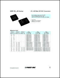 48IMR40-03-2 datasheet: 40 Watt, input voltage range:36-72V output voltage 3.3V (10A) DC/DC converter 48IMR40-03-2