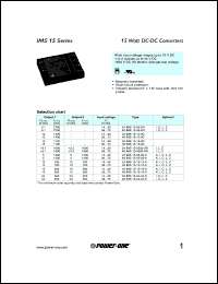 48IMS15-05-9R datasheet: 15 Watt, input voltage range:36-75V output voltage 5.1V (2700mA) DC/DC converter 48IMS15-05-9R