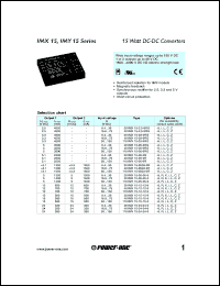 110IMY15-03-9RG datasheet: 15 Watt, input voltage range:50-150V output voltage 3.3V (4500mA) DC/DC converter 110IMY15-03-9RG