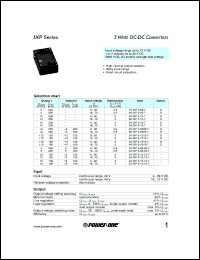 24IXP3-12-7 datasheet: 3 Watt, input voltage range:9-36V output voltage 12V (250mA) DC/DC converter 24IXP3-12-7