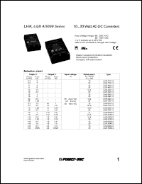 LGR5320-2 datasheet: 30 Watt, input voltage range:85-264V/88-168V output voltage +/-12V (+/-1.25A) AC/DC converter LGR5320-2