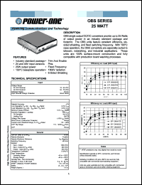 OBS025ZJ datasheet: 25 Watt, input voltage range:34-75V, output voltage 15V (1.7A) DC/DC converter OBS025ZJ