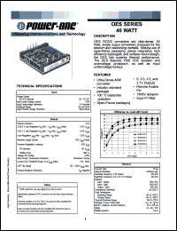 OES025ZD-A datasheet: 40 Watt, input voltage range:36-75V, output voltage 2.5V (10A) DC/DC converter OES025ZD-A