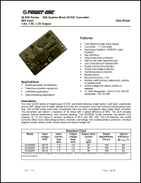 QLS25ZE datasheet: Input voltage range:36-75V, output voltage 3.3V (25A), 25A quarter-brick DC-DC converter QLS25ZE