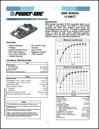 SMS012YG datasheet: 12 Watt, input voltage range:18-36V, output voltage 5V,(2.4A)  DC/DC converter SMS012YG