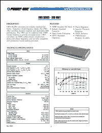 VWS300ZK-A datasheet: 300 Watt, input voltage range:36-72V, output voltage 24V,(12.5A)  DC/DC converter VWS300ZK-A