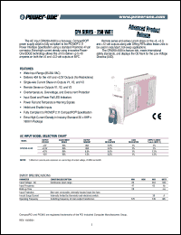CPA250-4530 datasheet: 250 Watt, input voltage range:9-18V, output voltage 5/+/-12V,(40/1.5A)  DC/DC converter CPA250-4530