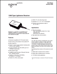 1340FNPC datasheet: 1340-type lightwave receiver. OC-12/STM-4 receiver versions. Connector FC-PC. 1340FNPC