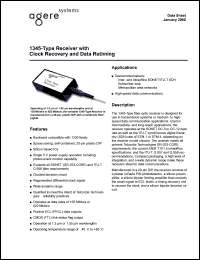 1345TMPC datasheet: 1345-type receiver with clock recovery and data remiting. OC-3/STM-1 receiver versions. Pin 10 requirements: no internal connections. Connector ST. 1345TMPC