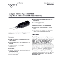 1430G5LL datasheet: 2 x 10 Single-mode transceiver for OC-3/STM-1 long-reach (155 Mbits/s) with fiber pigtails and LC connector 1430G5LL