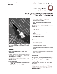 D571-21F datasheet: Digital 1.5 microm uncooled DFB FastLight laser mobule. Pfiber 2.0mW. Wavelength 1550nm. Connector SC-PC D571-21F