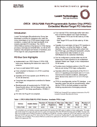 OR3LP26BA352C datasheet: ORCA feild-programmable system chip embedded master/target PCI interface. 32-/64-bit, 33/66 MHz PCI bus interface with 64-bit back-end data path in each direction. Array size 18 x 28. OR3LP26BA352C