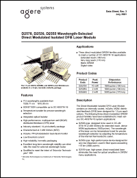D2555G59 datasheet: Wavelengh-selected direct modulated isolated DFB laser module. FC-PC connector. ITU freq. 195.9 THz. Center wavelength 1530.33 nm. Peak power 2mW. Dispersion performance 3000ps/nm(170km). D2555G59