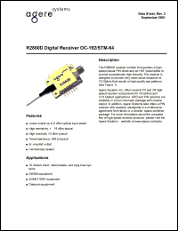 R2860D023 datasheet: Digital receiver OC-192/STM-64. 400 Ohm min. TIA gain, dc-couplet output. Connector FC/SPC standard. R2860D023