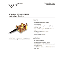 R768PSAA datasheet: OC-768/STM-256 lightwave receiver. Photodiode: PIN. Connector: LC. R768PSAA