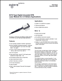 D372-20FS datasheet: Digital uncooled DFB laser module for 2.2 Gbits/s applications. Connector FC-PC. Pfiber 2.0 mW D372-20FS