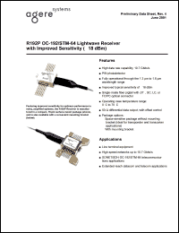 R192PSAA datasheet: OC-192/STM-64 lightwave receiver with improved sensitivity (-18dBm). Connector LC. Without mounting bracket. R192PSAA