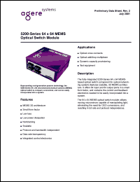 5200-Series datasheet: 64 x 64 MEMS optical switch module 5200-Series