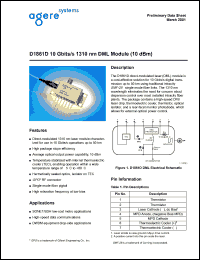 D1861D040 datasheet: 10 Gbits/s 1310 nm DML module (10 dBm). Connector SC/UPC standard. D1861D040