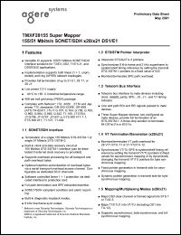 TMXF281553BAL-2-DB datasheet: Super mapper 155/51 Mbits/s SONET/SDH x28/x21 DS1/E1. TMXF281553BAL-2-DB