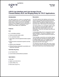 LUCL9312GP datasheet: Line interface and line acces circuit formard battery SLIC and ringing relay for TR-57 applications. LUCL9312GP