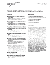 TMUX03155 datasheet: STS-3/STM-1 (AU-4) multiplexer/demultiplexer. TMUX03155