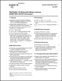 TMXF84622 datasheet: 155 Mbits/s/622 Mbits/s interface SONET/SDH x83/x63 ultramapper. TMXF84622