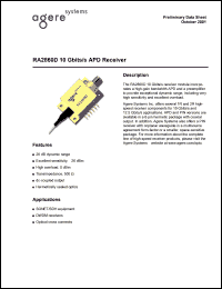 RA2860D datasheet: 10 Gbits/s APD receiver RA2860D