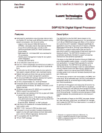 DSP16210 datasheet: Digital signal processor. DSP16210