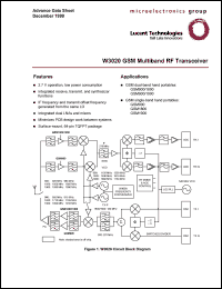 LUCW3020CCS datasheet: GSM multiband RF transceiver. Package: bulk. LUCW3020CCS