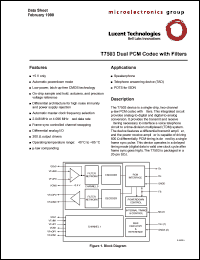 T7503 datasheet: Dual PCM codec with filters. T7503