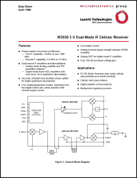 LUCW3030ACA-DB datasheet: 3 V, dual-mode IF cillular receiver. Dry pack. LUCW3030ACA-DB