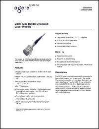 D370-02A datasheet: Digital uncooled laser module. Pfiber 0.2 mW. Connector SC-PC. D370-02A
