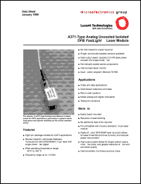 A371-20GS datasheet: Analog uncooled isolated DFB FastLight laser module. Pfiber 2.0 mW. Connector FC-APC. Performance option single isolator. A371-20GS