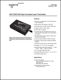 1241FADC datasheet: OC-3/STM-1 uncooled laser transmitter. Average output power (dBM): -3(min),0(typ),2(max). Center wavelengrh(nm): 1290(min),1330(max). Connector FC-PC. 1241FADC