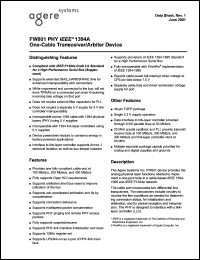 FW801 datasheet: PHY IEEE 1394A one-cable trasceiver/arbiter device FW801
