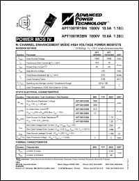 APT1001R1BN datasheet: 1000V, 10.5A power MOS IV APT1001R1BN