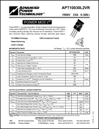 APT10030L2VR datasheet: 1000V, 33A power MOS V APT10030L2VR