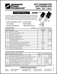 APT10040LVFR datasheet: 1000V, 25A power MOS V APT10040LVFR