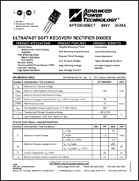 APT30D40BCT datasheet: 400V, 2 x 30A ultrafast soft recovery rectifier diode APT30D40BCT